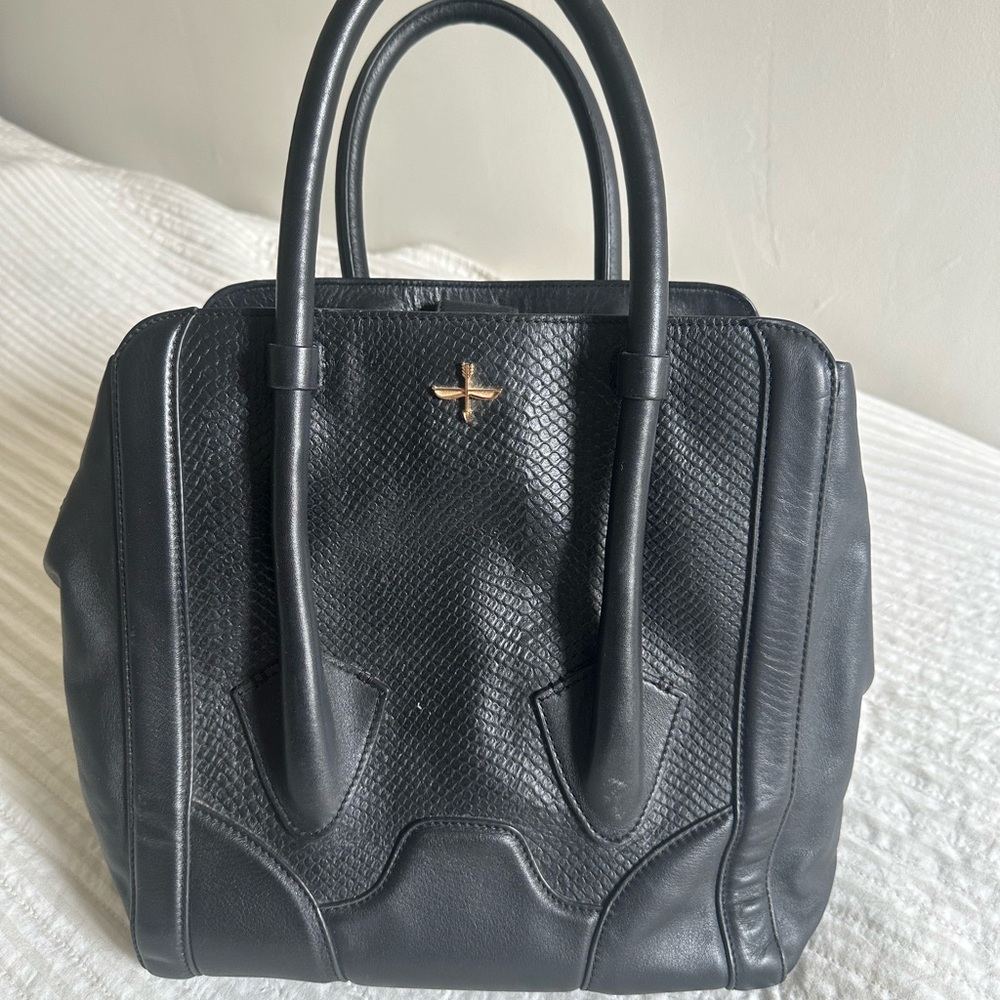 Pour La Victoire Black Tote with Gold Accent